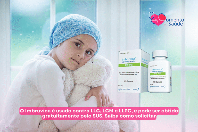 Garota com Leucemia + amostra do medicamento Imbruvica + subtítulo