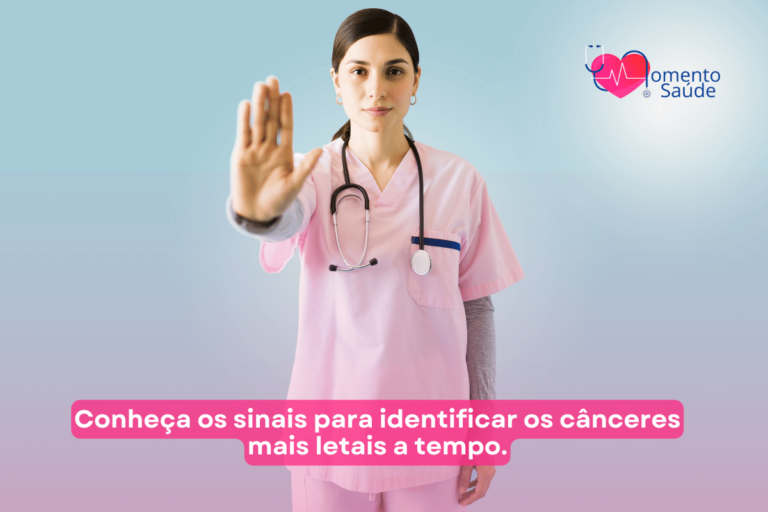 Enfermeira prevenindo doença + subtítulo