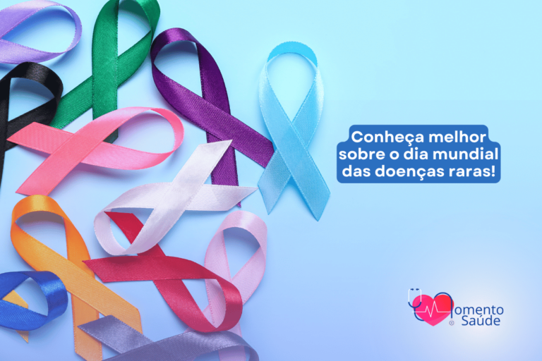 Laços de diferentes cores representando o dia mundial das doenças raras + subtitulo