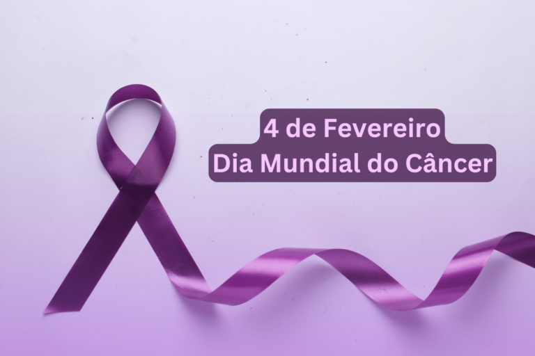 Laço roxo representando o Dia Mundial do Cancer