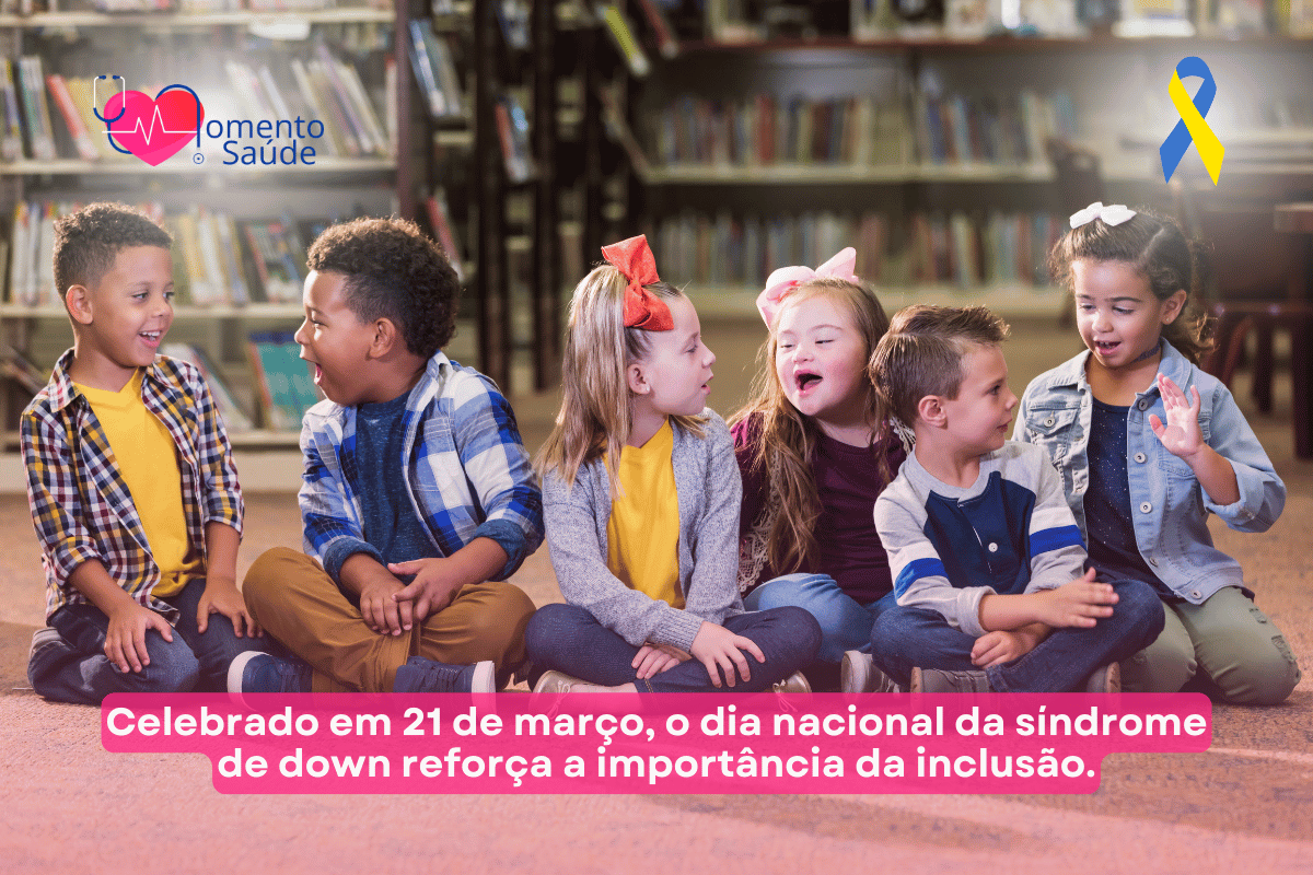 Crianças conversando e uma delas com síndrome de down + subtitulo