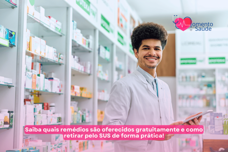Farmacêutico na farmácia + subtítulo