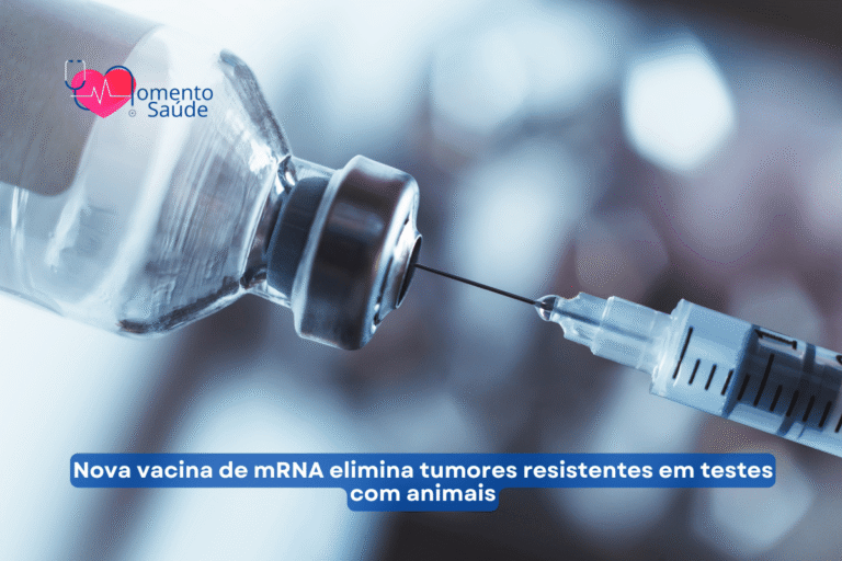 Vacina sendo preparada para aplicação + subtítulo