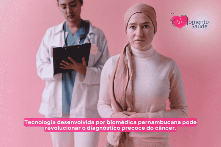 Mulher com câncer na frente de uma médica + subtítulo