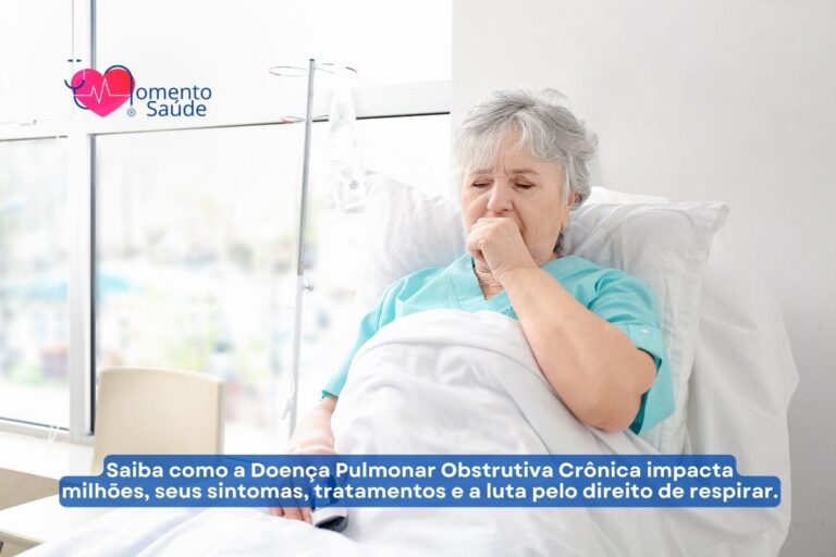 Mulher em cama de hospital com tosse
