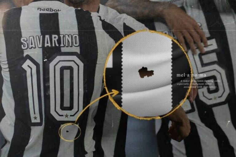 Mancha na camisa do Botafogo representando o melanoma